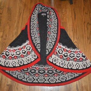 Montanaco BOHO sweater vest-Circle-fluffy-retro black white red grey UNIQUE Sm
